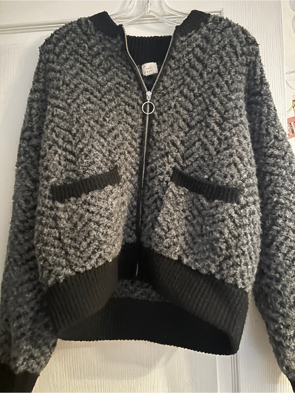 A New Day - Zipper Cardigan Black/Gray -L